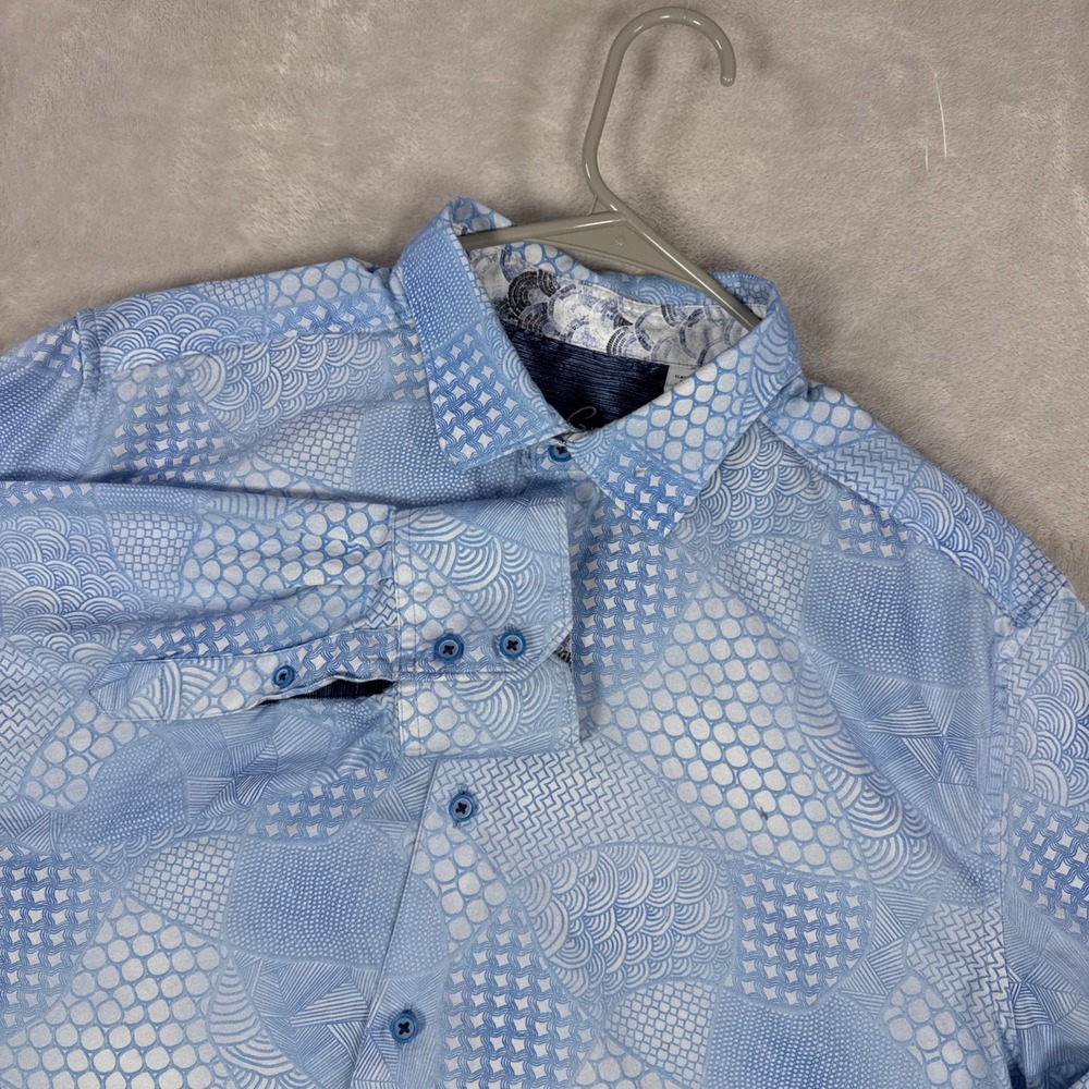 Robert Graham Men's XL Geometric Long Sleeve Button-Up Shirt Blue Classic Fit